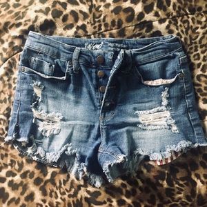 Distressed American denim shorts